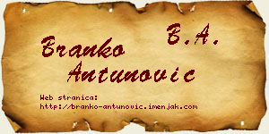 Branko Antunović vizit kartica